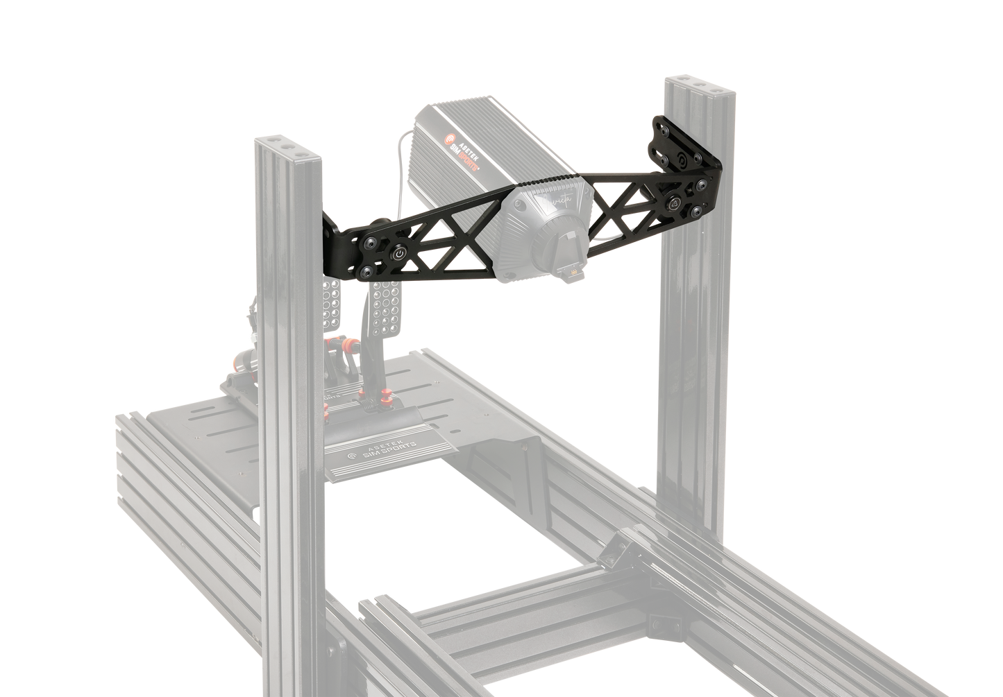 Asetek SimSports Front Mount for easy installation of wheelbase on simulator with robust steel construction.