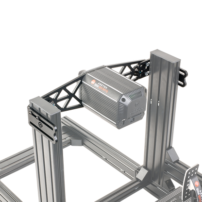 Asetek SimSports Front Mount showcasing robust steel construction for optimal simulator wheelbase fitting.